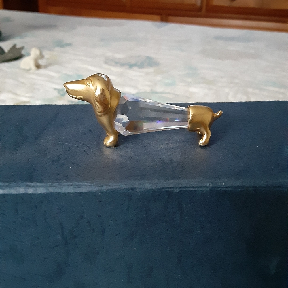 Swarovski Crystal Gold Trimlite Strass Dachshund